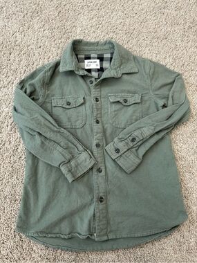 Olive Green Kids Button-Up Shirt